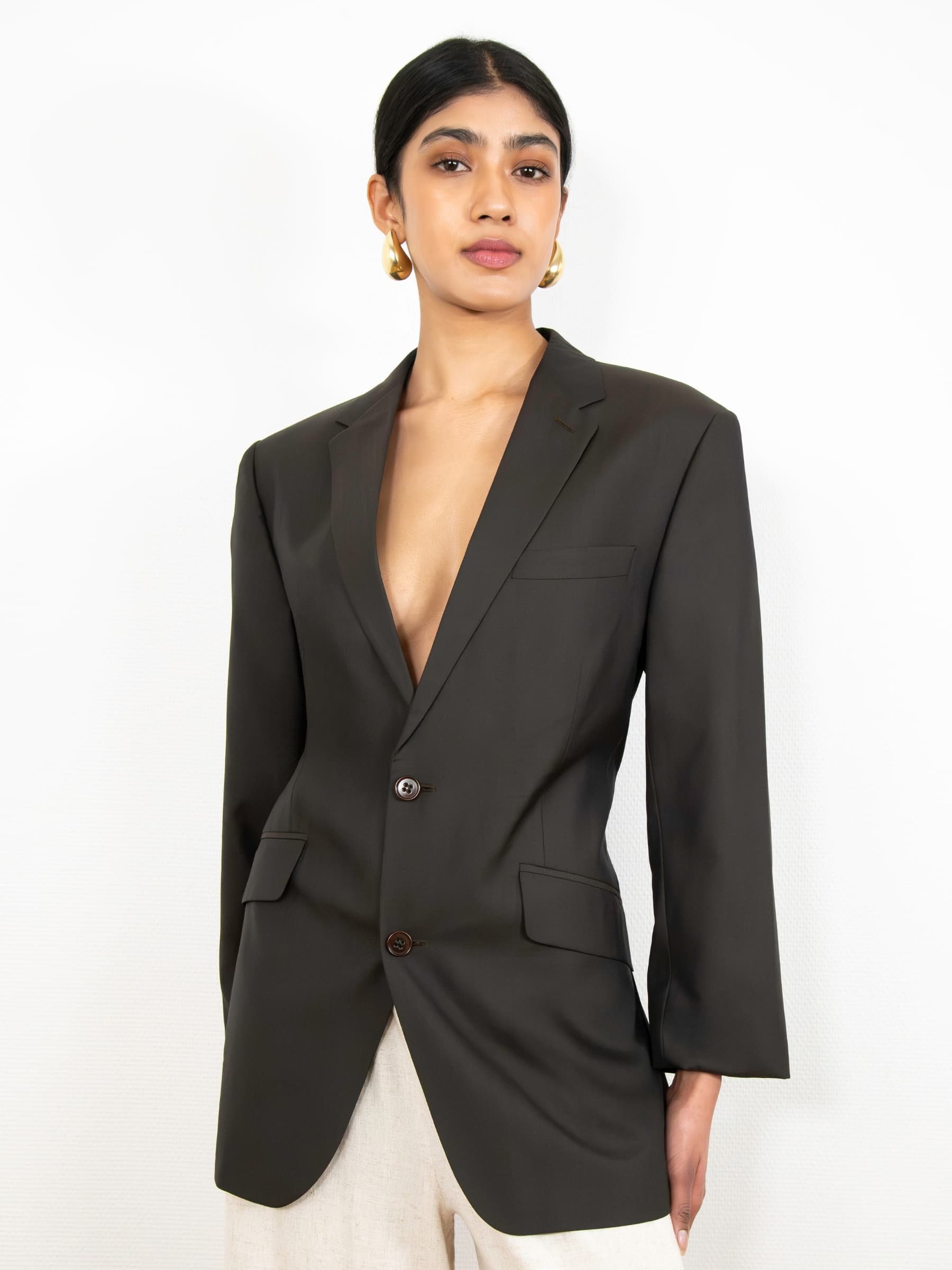 Blazer corsé marrón