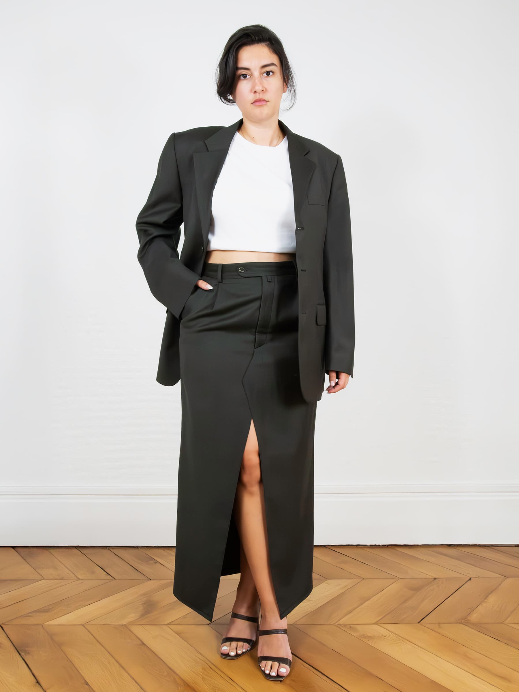 Tailleur Jupe Longue Marron