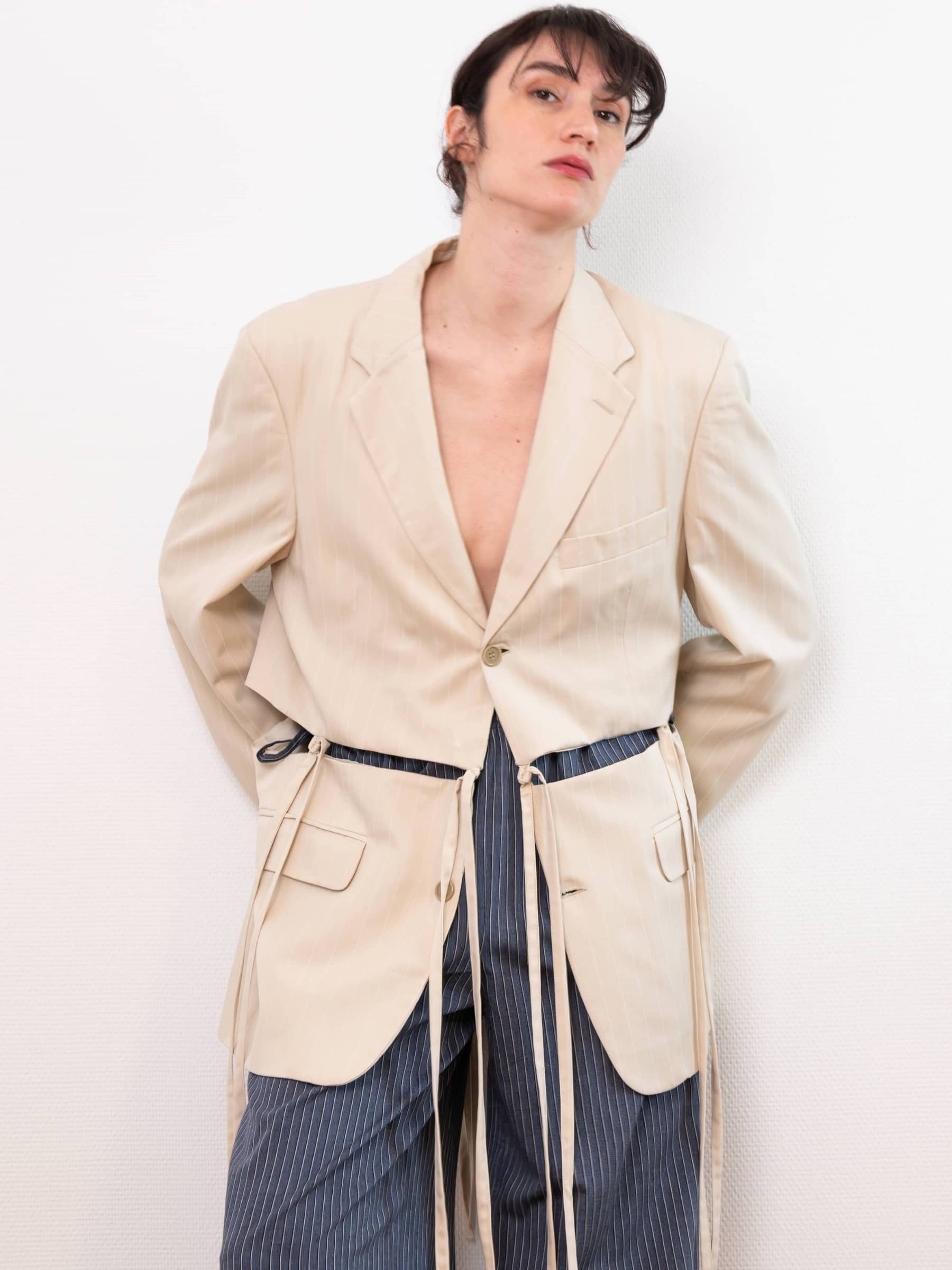 Blazer Amadora Beige à rayures