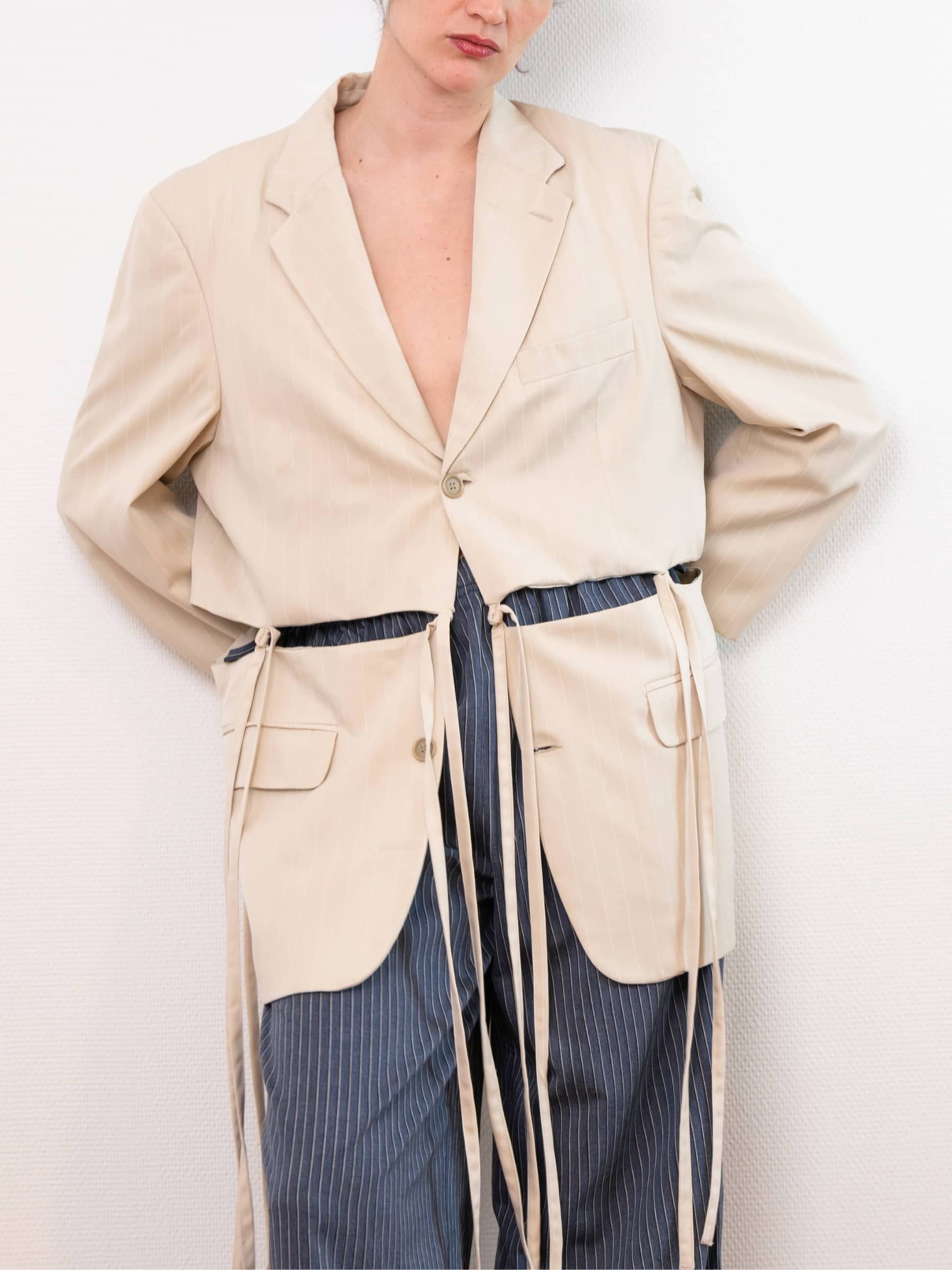 Blazer Amadora Beige à rayures