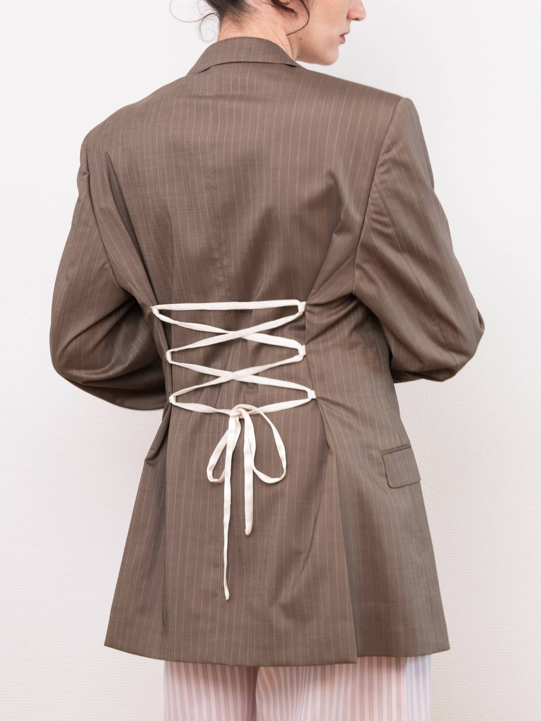 Blazer Corset Marron à rayures