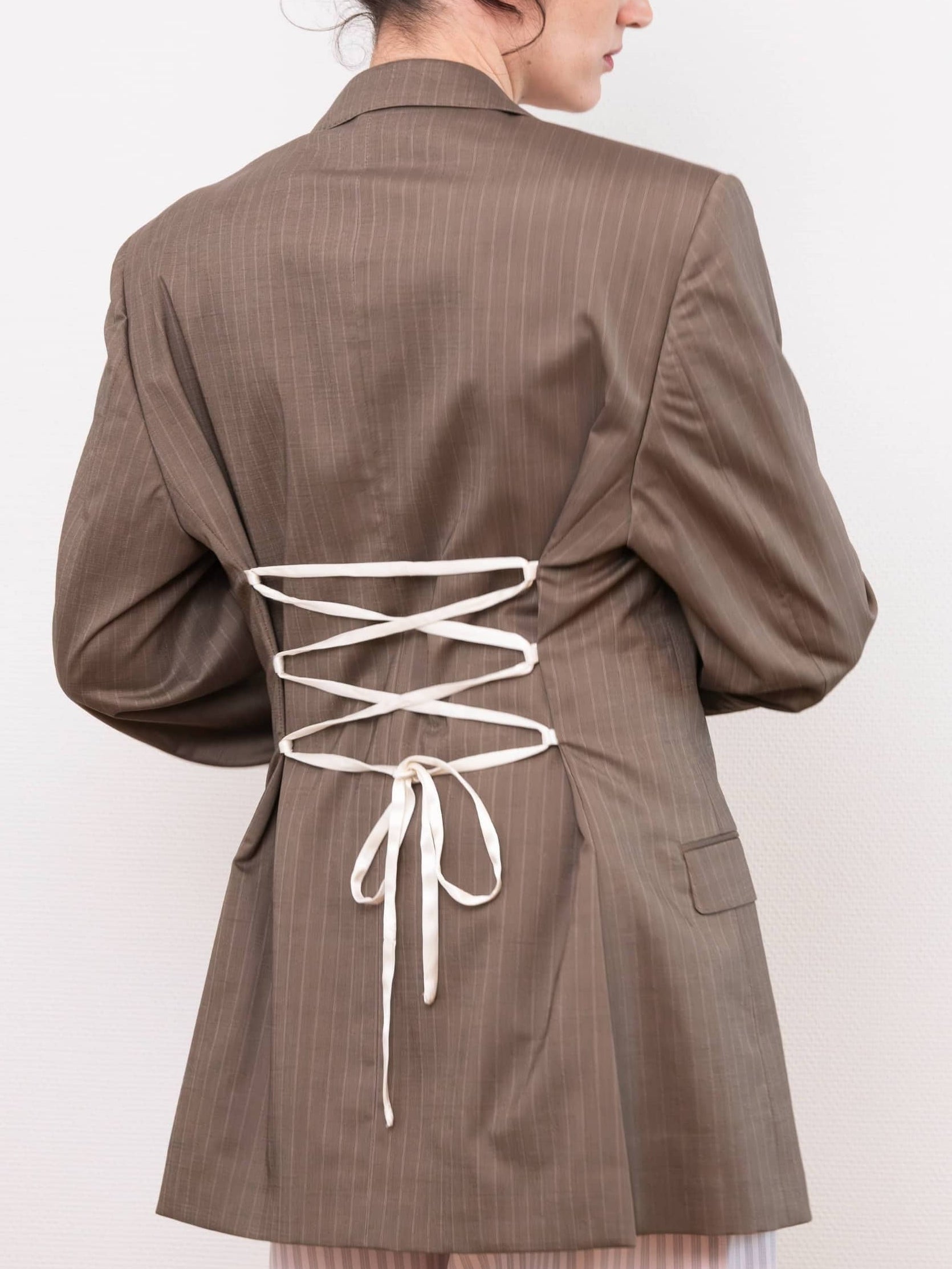 Blazer Corset Marron à rayures