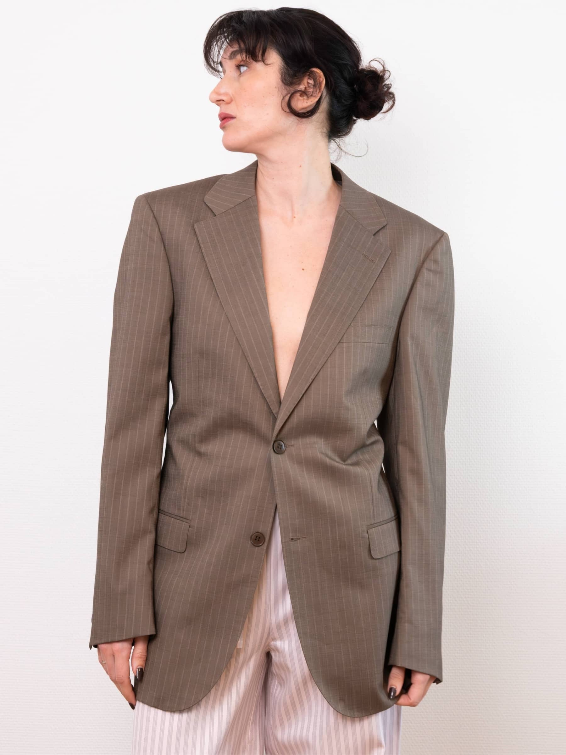 Blazer Corset Marron à rayures