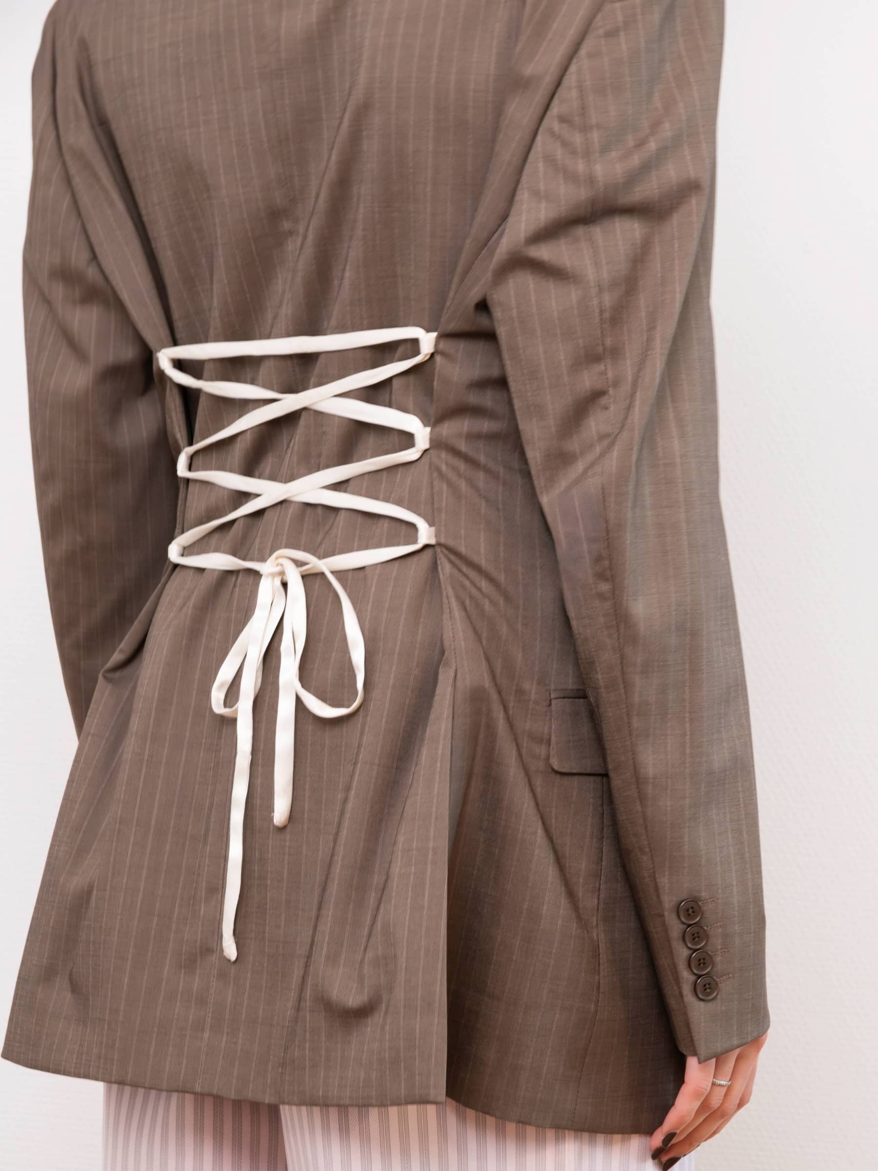 Blazer Corset Marron à rayures