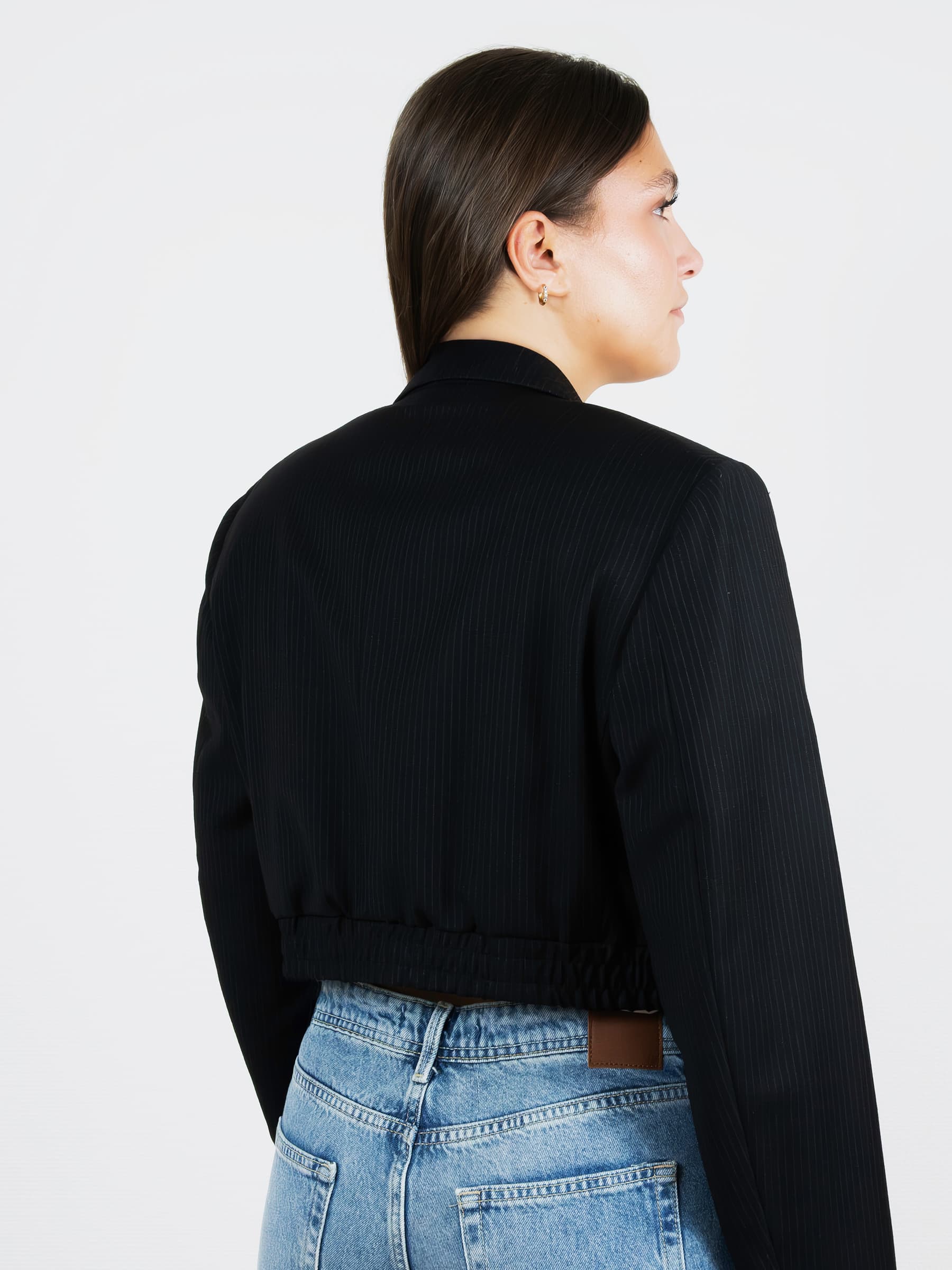 Black Striped Bomber Blazer