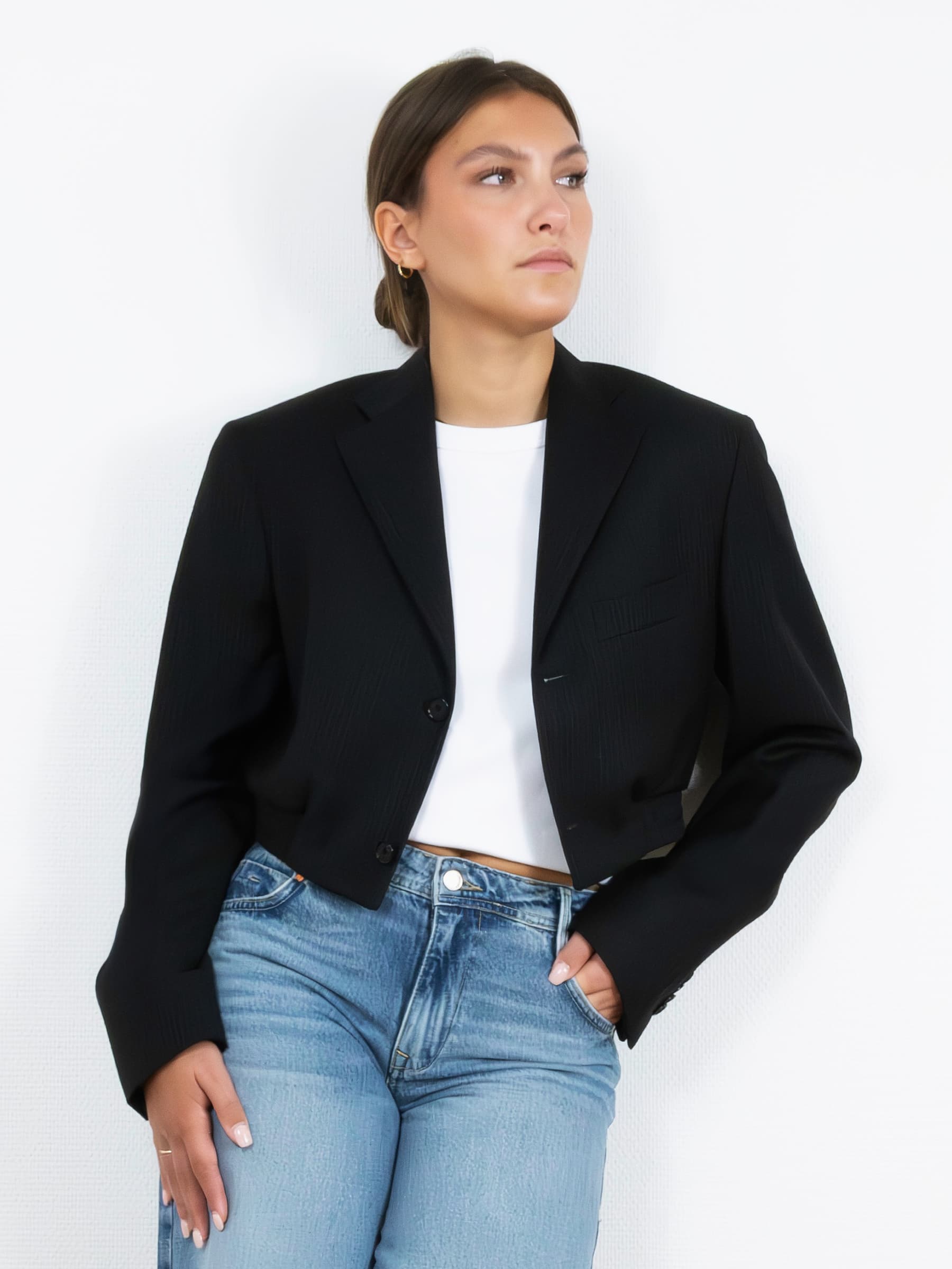 Black Striped Bomber Blazer