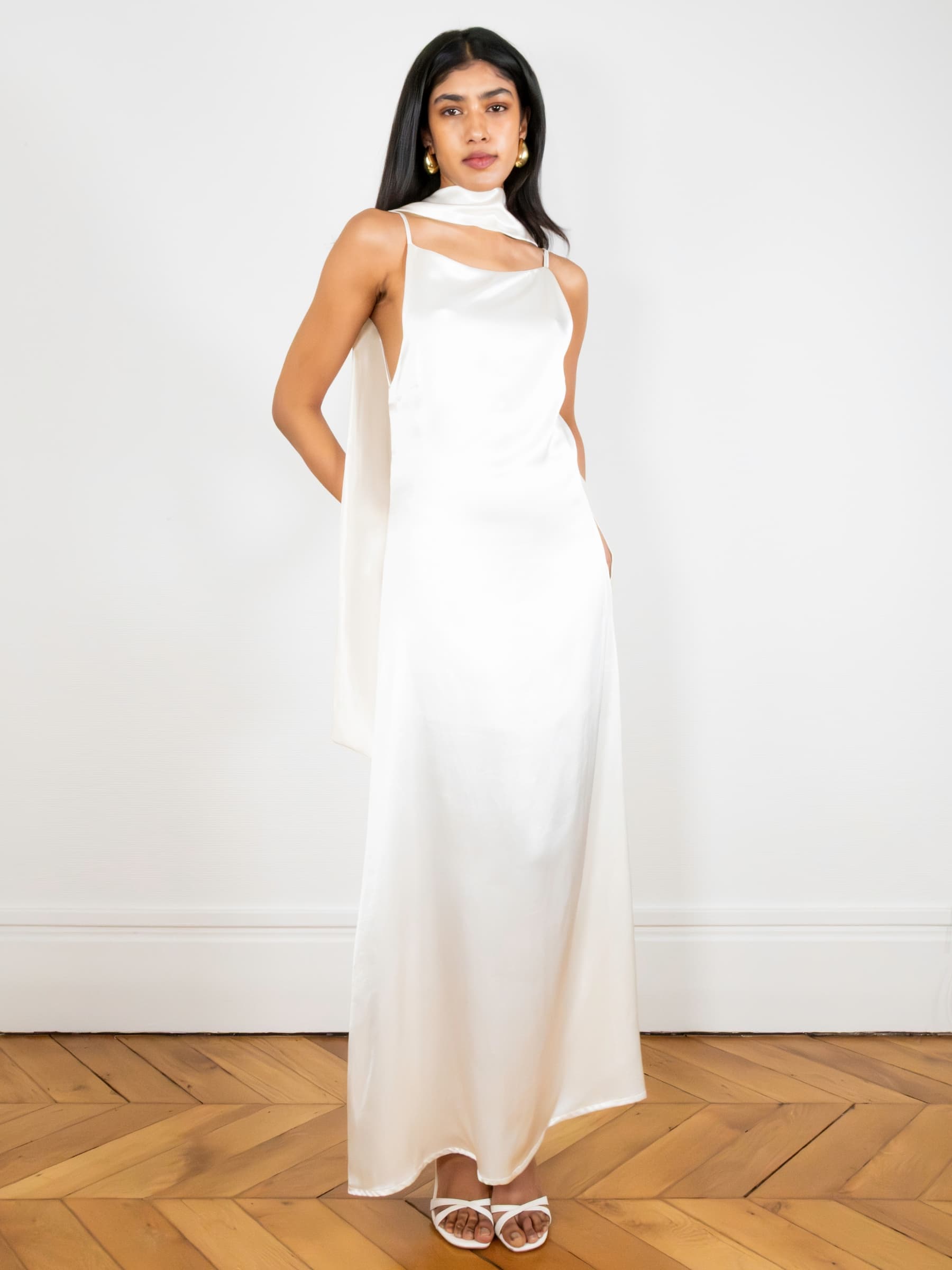 white silk formal dress The Naomi Waist:W-40 SIENNA From Classic to Edgy: please size down for