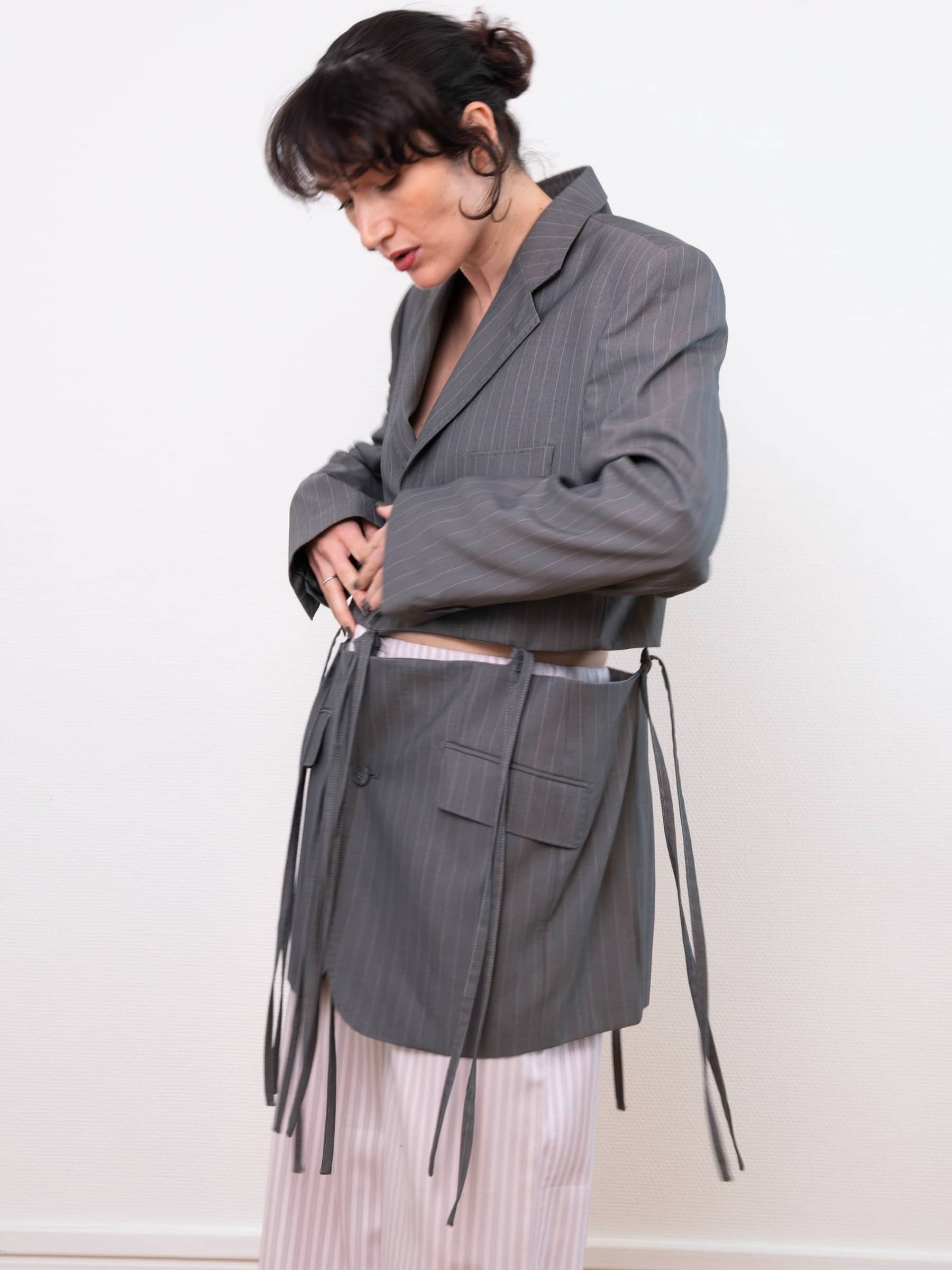 Blazer Amadora Gris à rayures