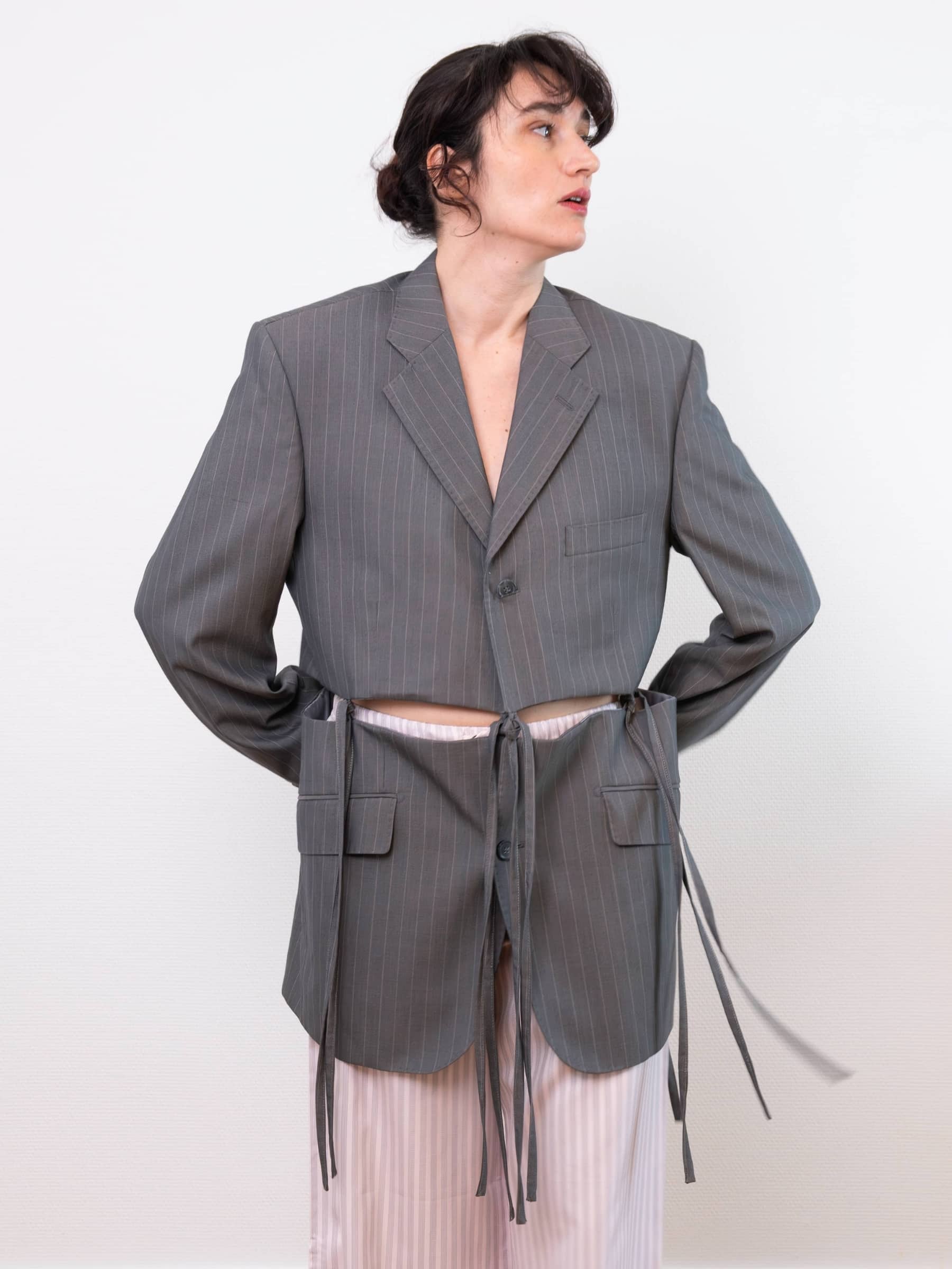 Blazer Amadora Gris à rayures