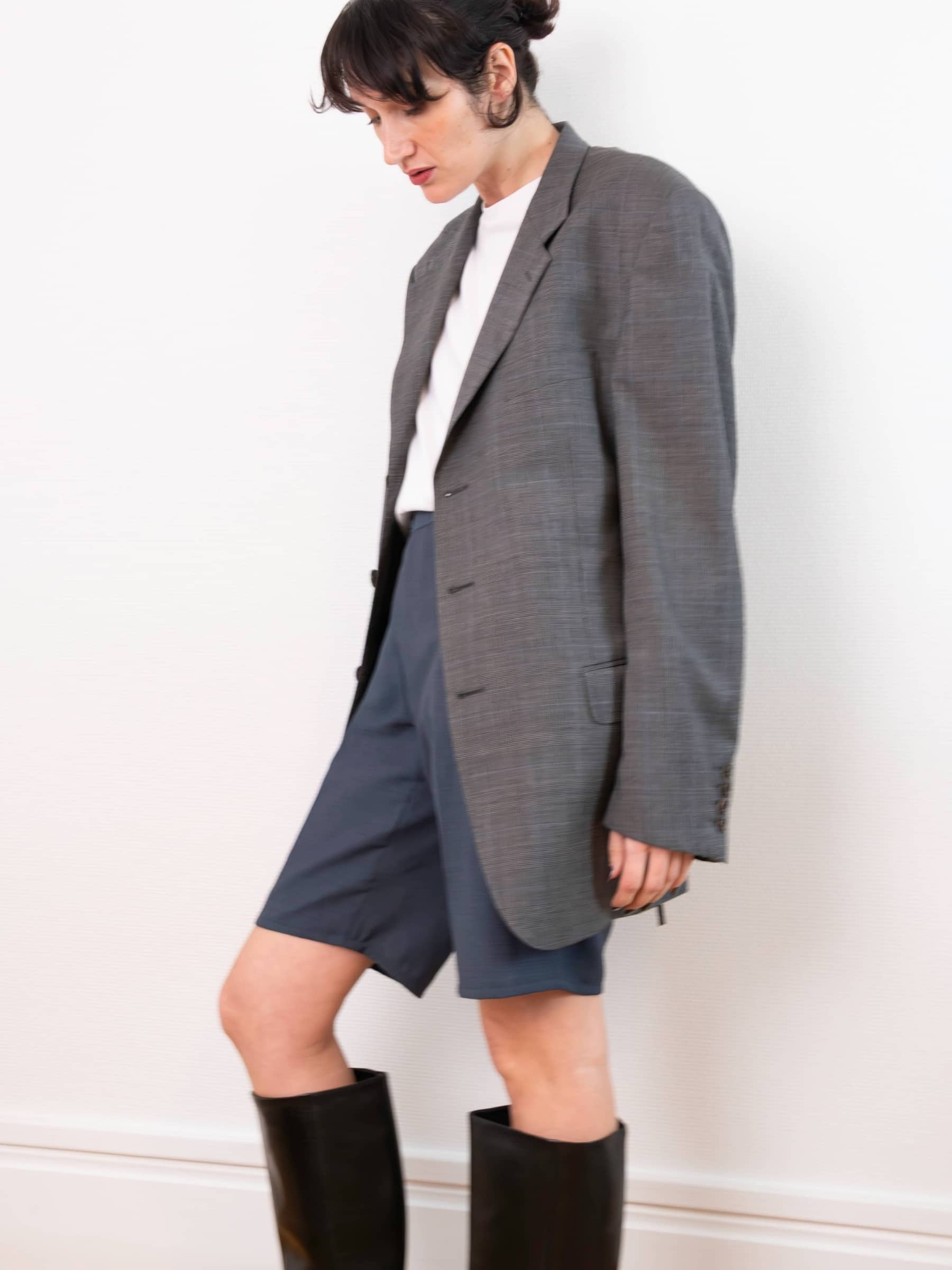 Blazer Corset Gris à carreaux