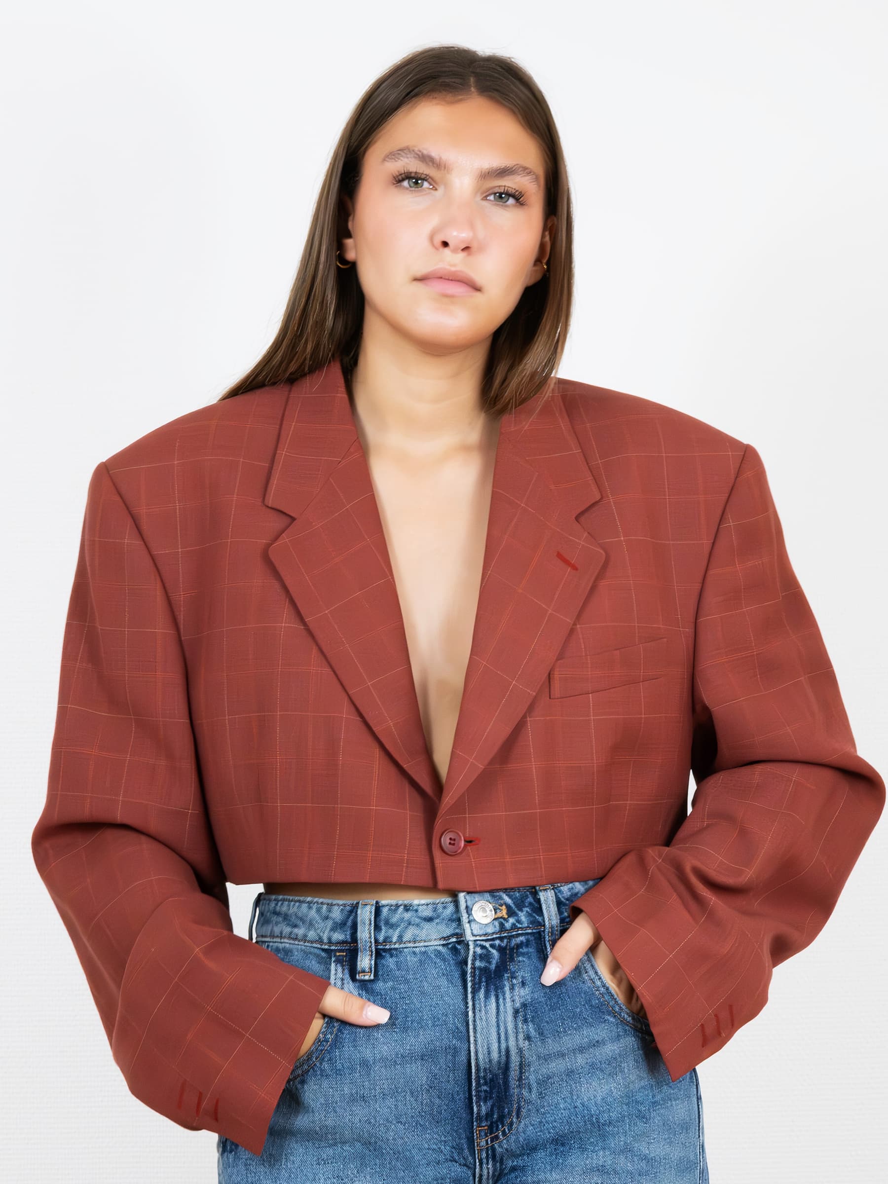 Cropped Blazer Brique