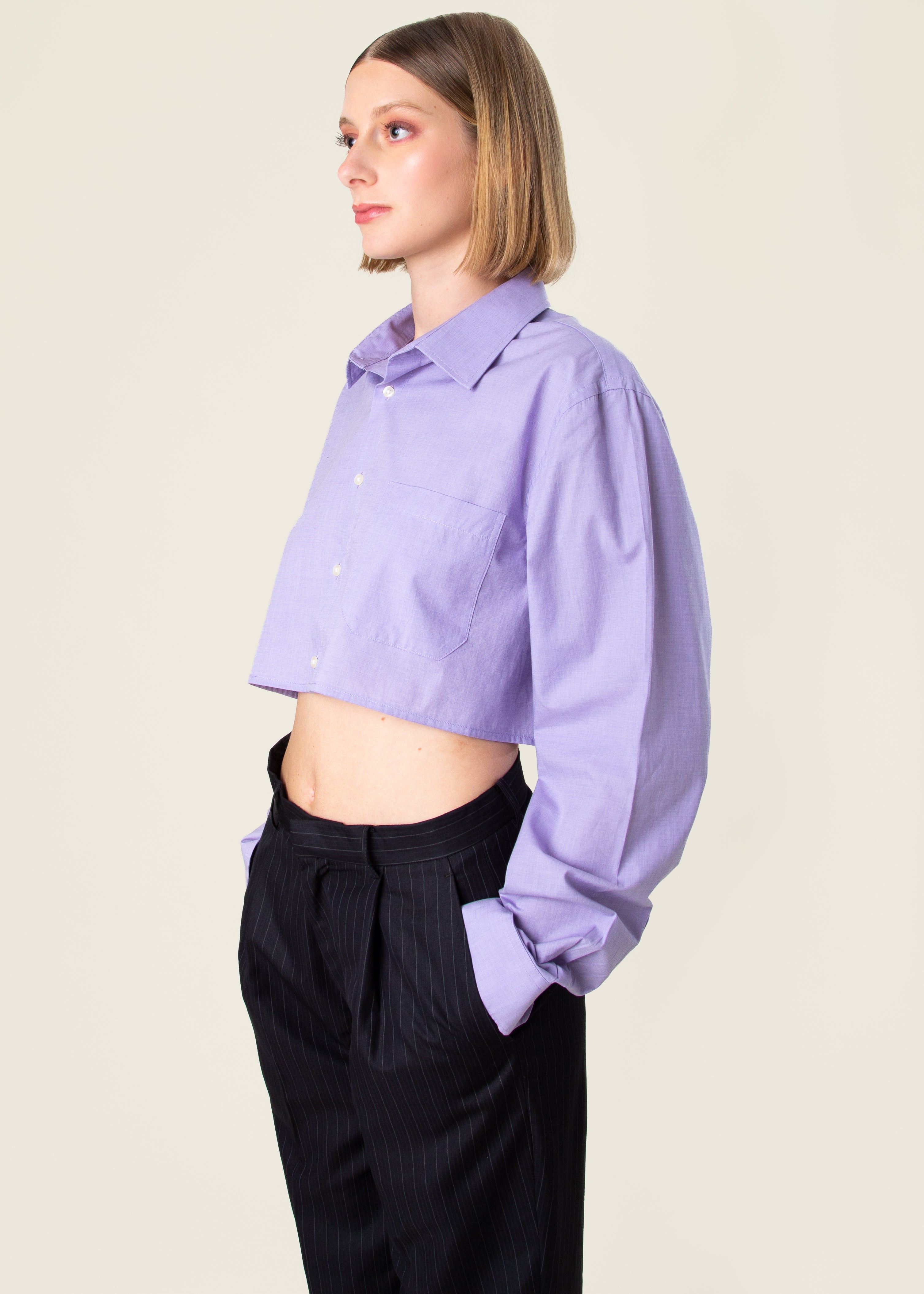 La Cropped Chemise Lilas